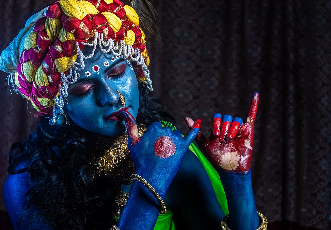Girl in a traditional Krishna costume